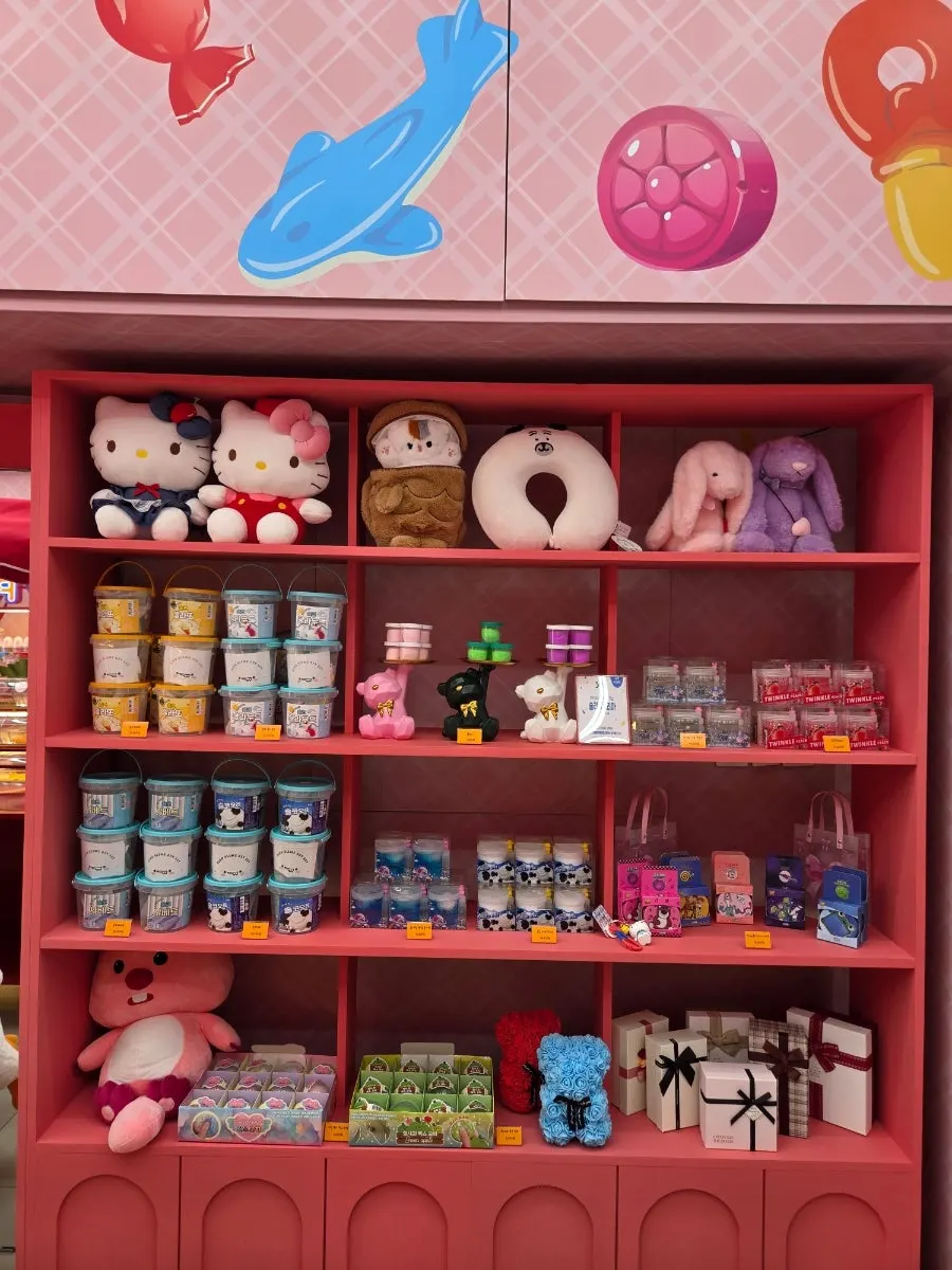 Slime and whack-pu ball products on display