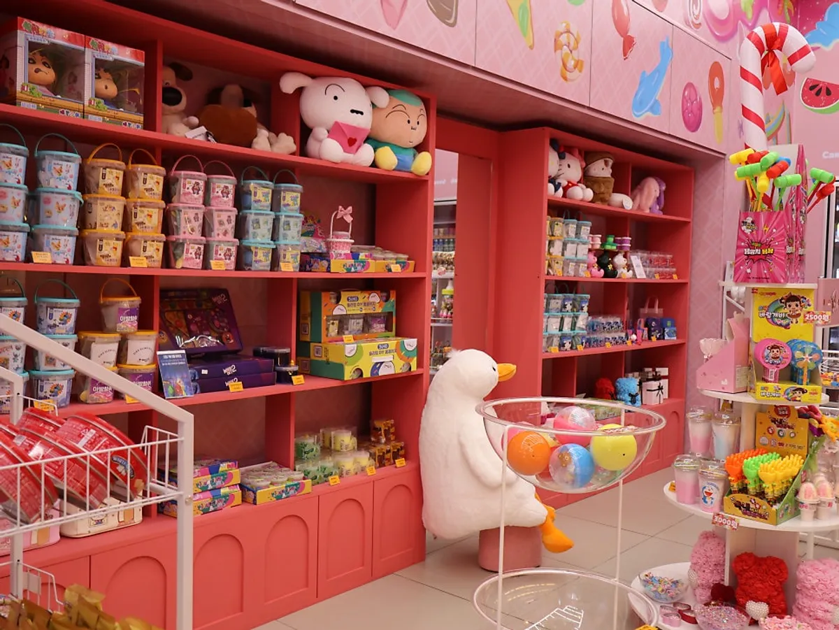 Inside of the store filled with jelly and candy