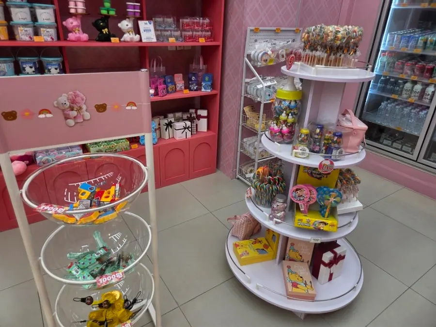 Product shelf good for kids to pick out items