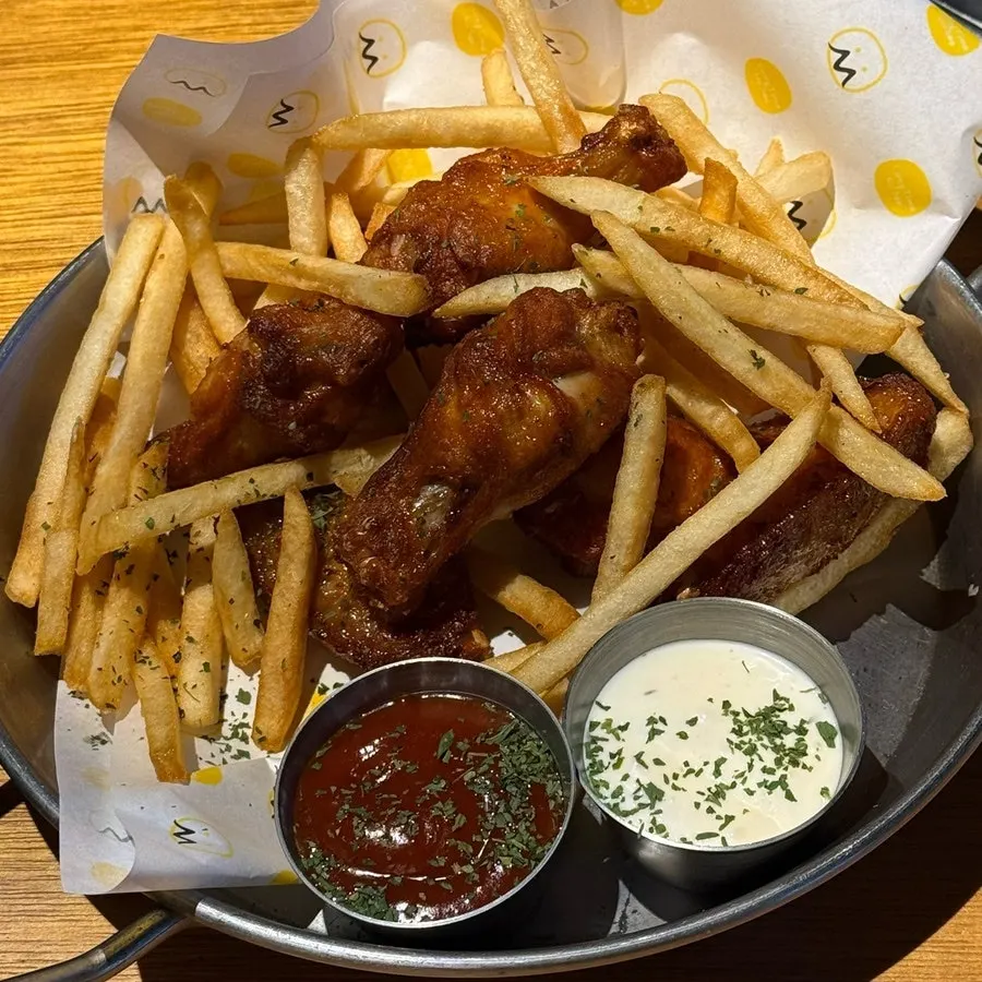 Chicken wings & drumettes served with fries