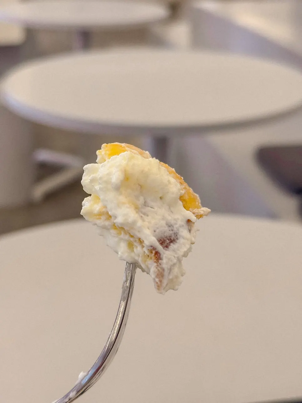 A bite of the cream-filled salt bread