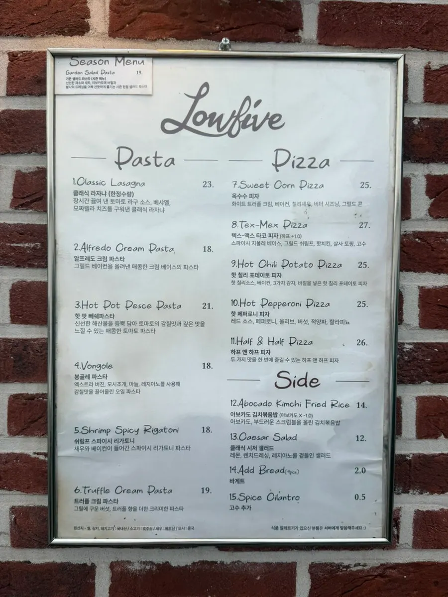 Menu board placed at the entrance
