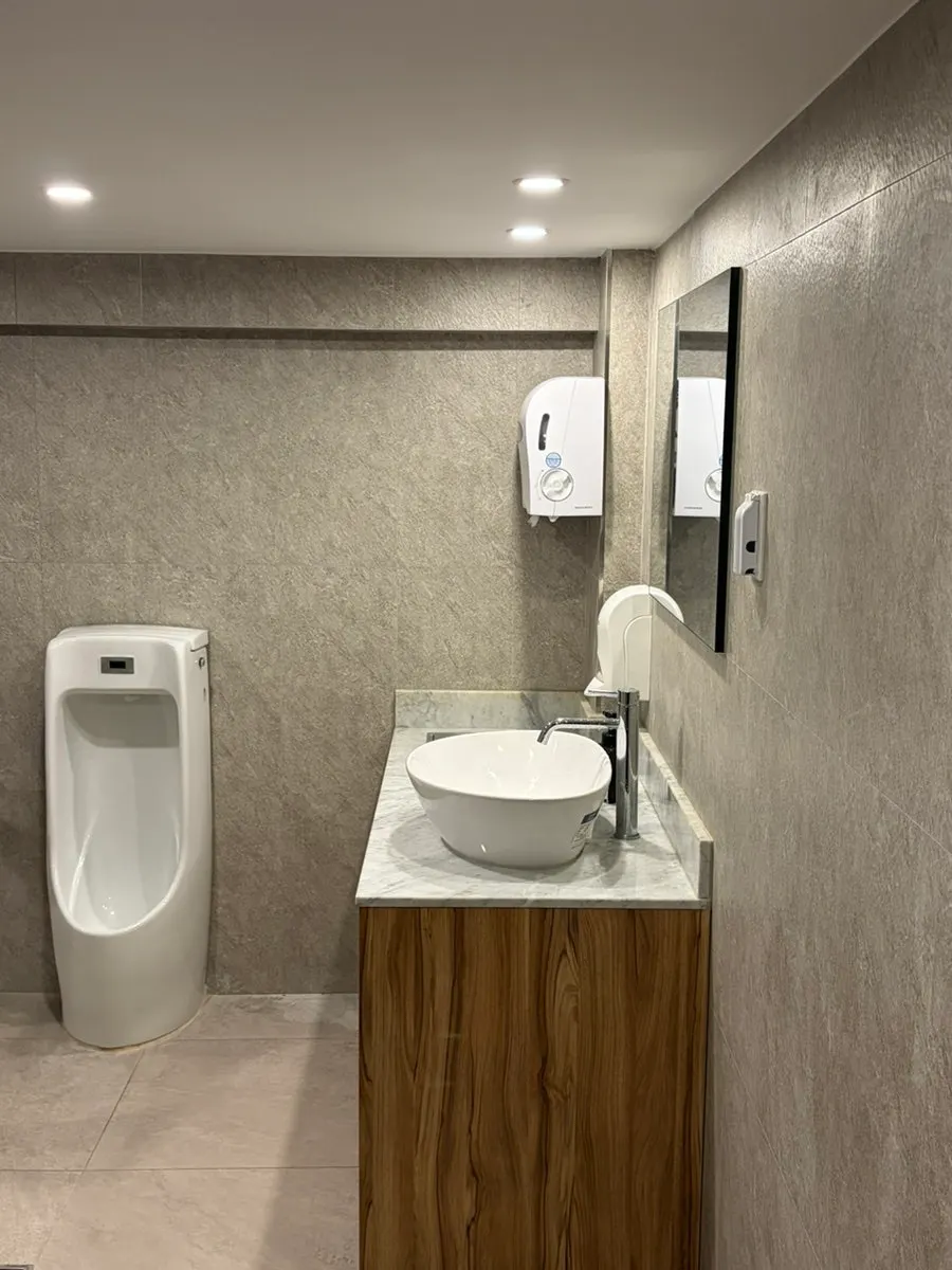 Restroom available outside the restaurant