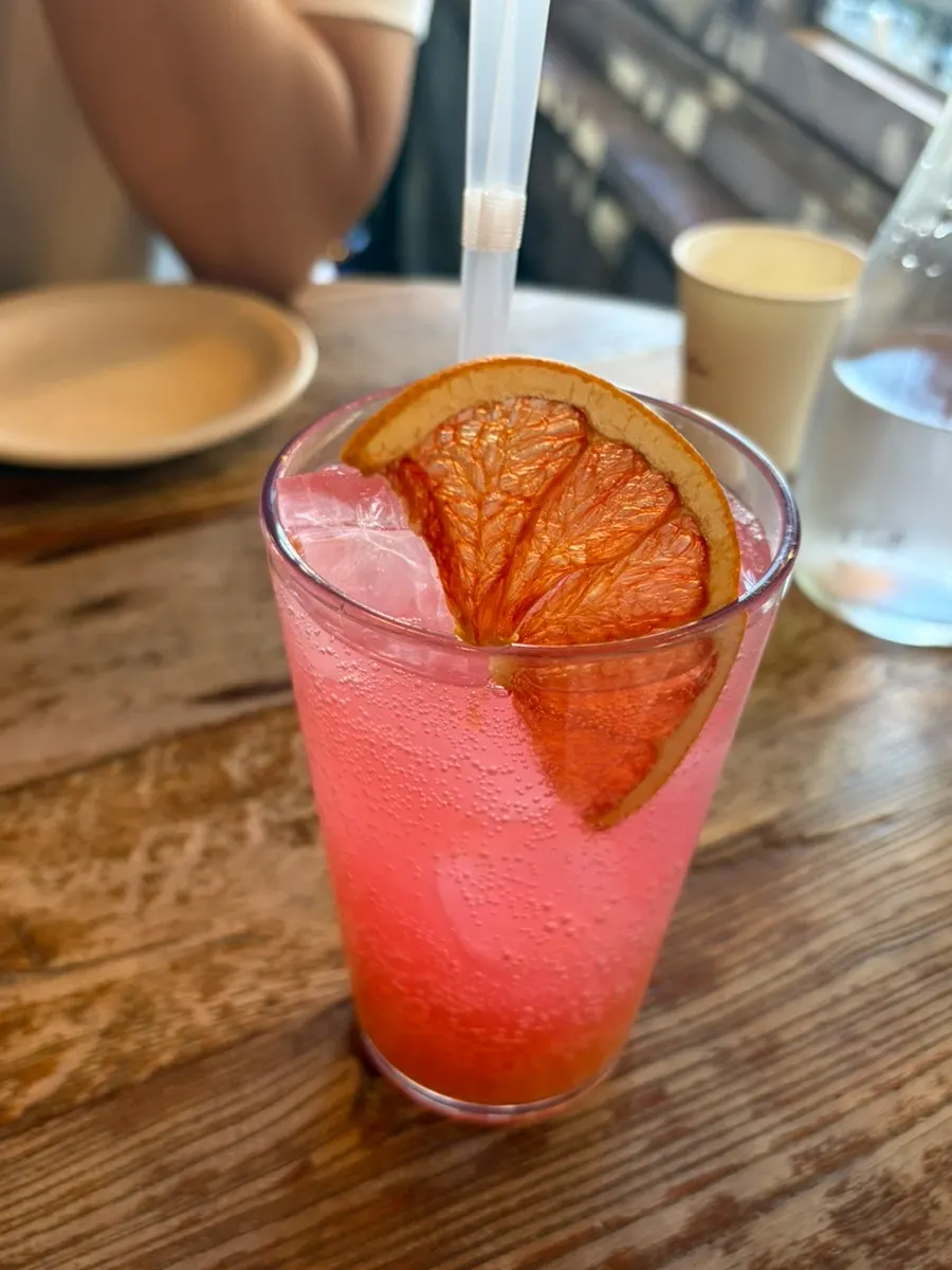 A glass of grapefruit ade from Low Five