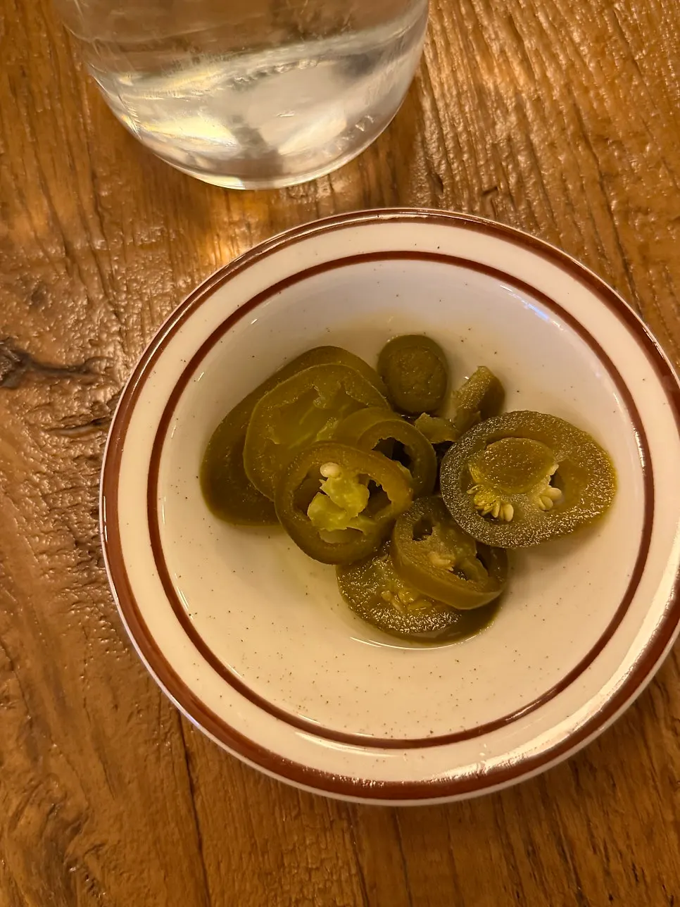 Jalapeños served alongside the meal