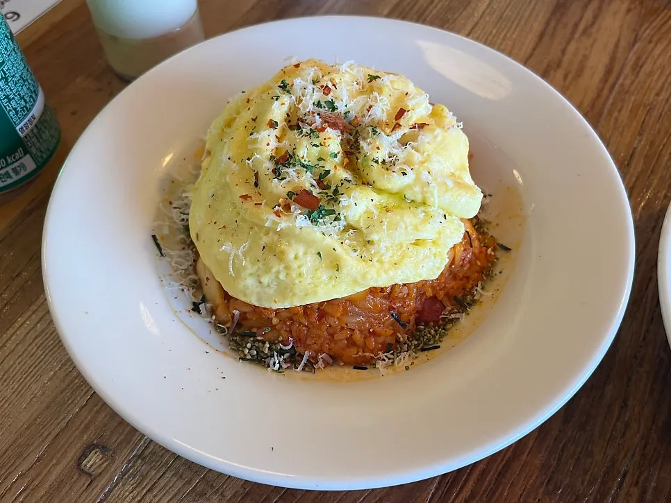 Plate of kimchi fried rice without avocado