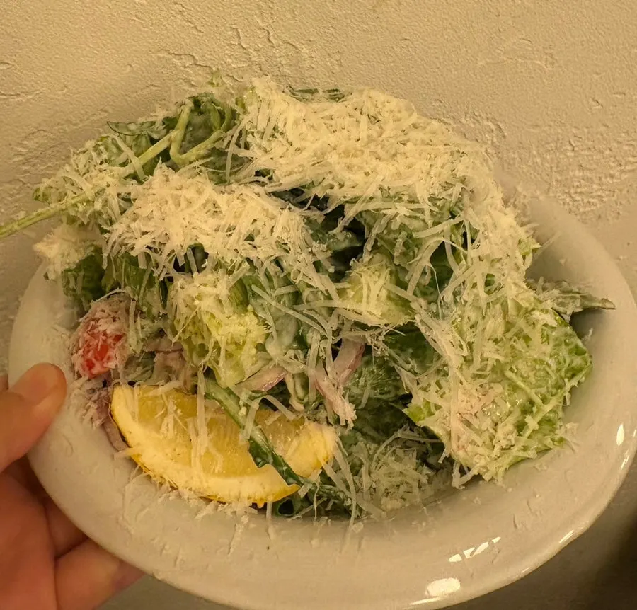 Classic Caesar salad with lemon and ranch dressing