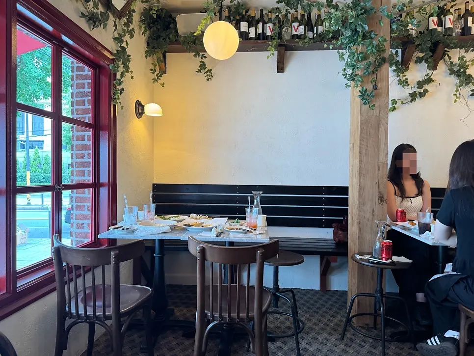 View of the dining hall tables at Low Five Anguk