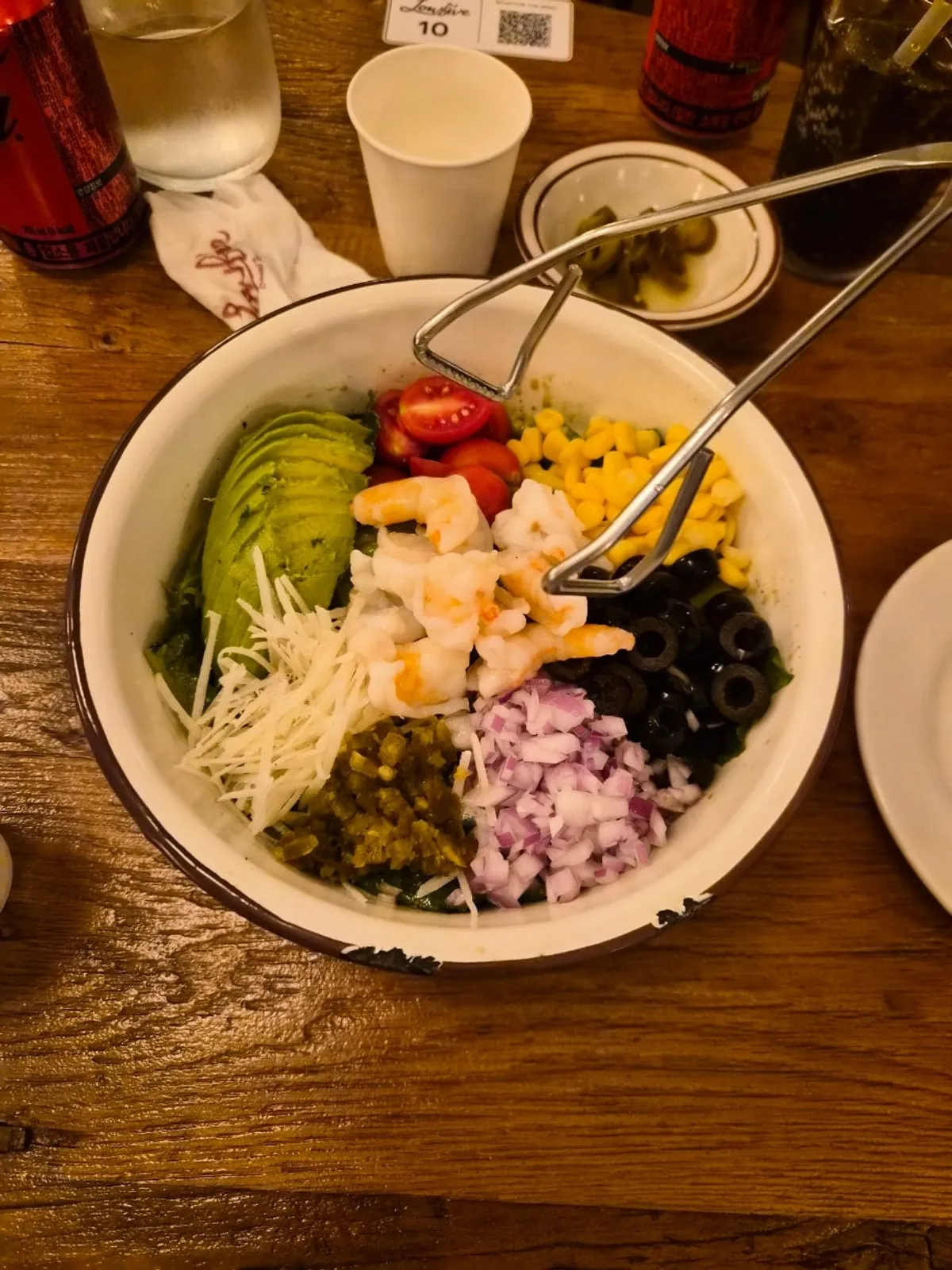 Salad pasta piled high with vegetables
