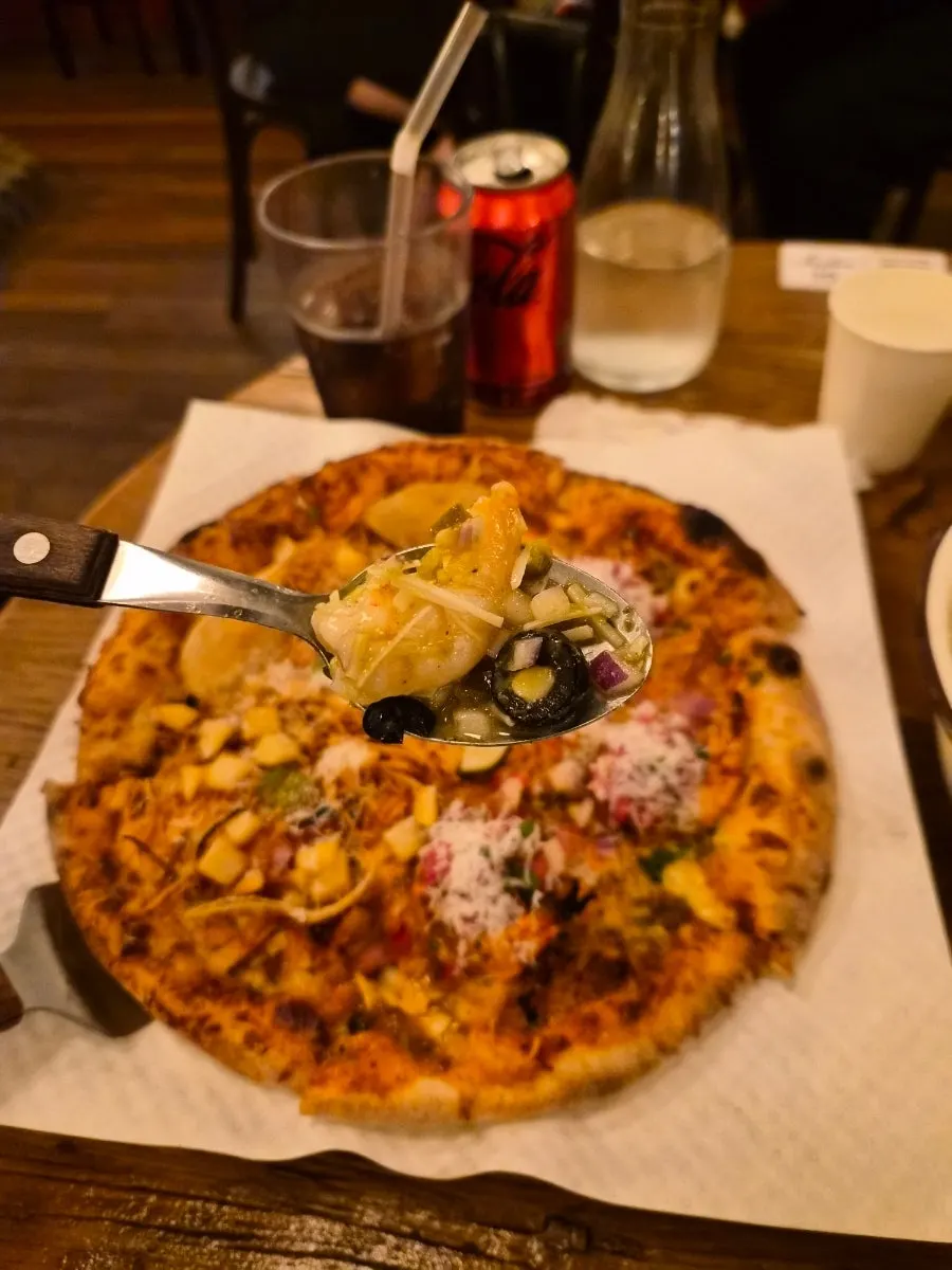 Pizza and pasta table setting for two