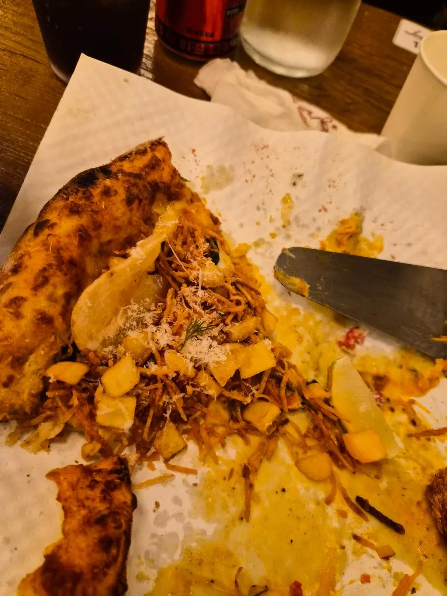 Potato toppings on the hot chili potato pizza