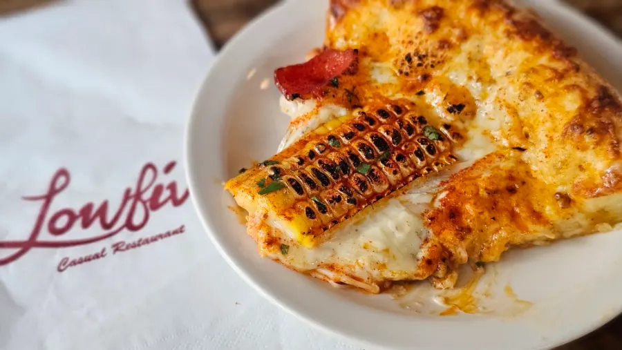 Low Five's signature corn pizza