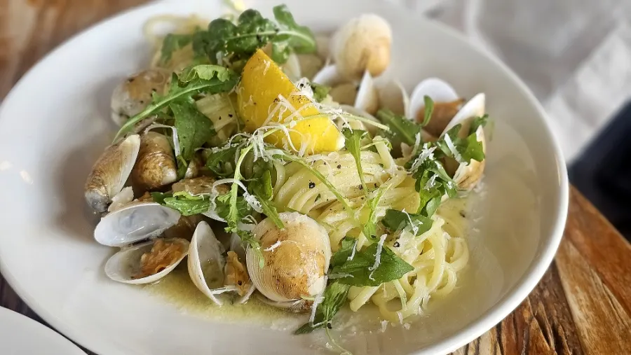Clam pasta made with venus clams
