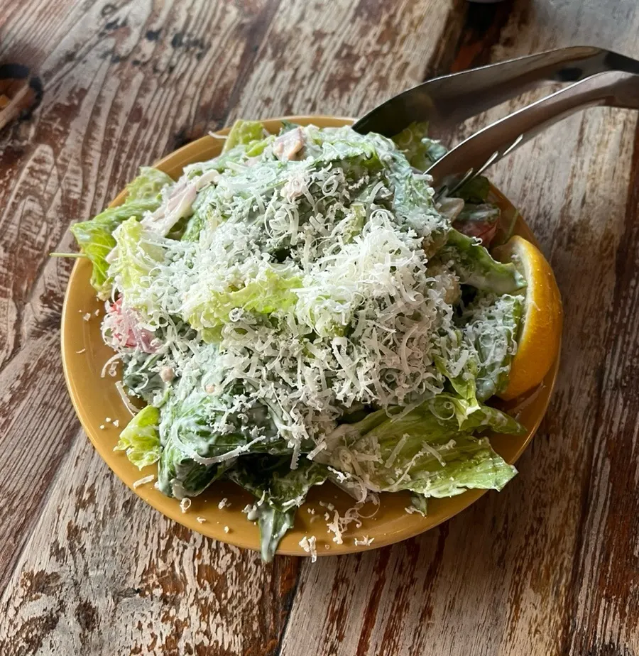 A plate of classic Caesar salad