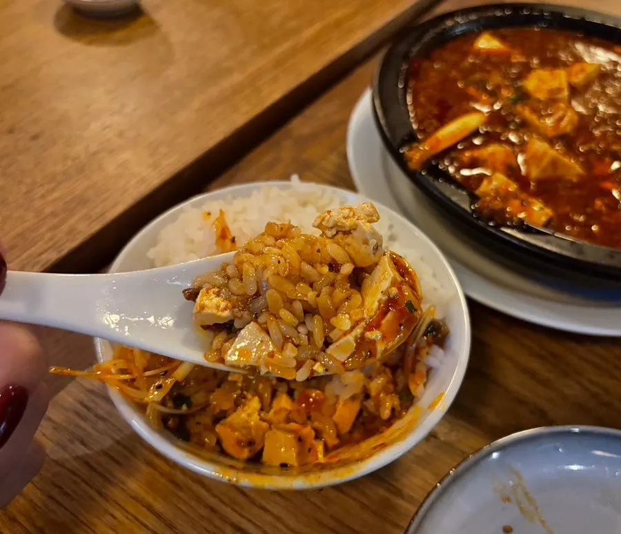 넉넉한 소스의 매콤한 마파두부