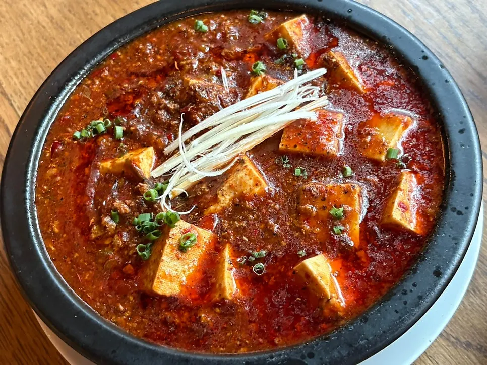 Mapo tofu with a rich doubanjiang sauce