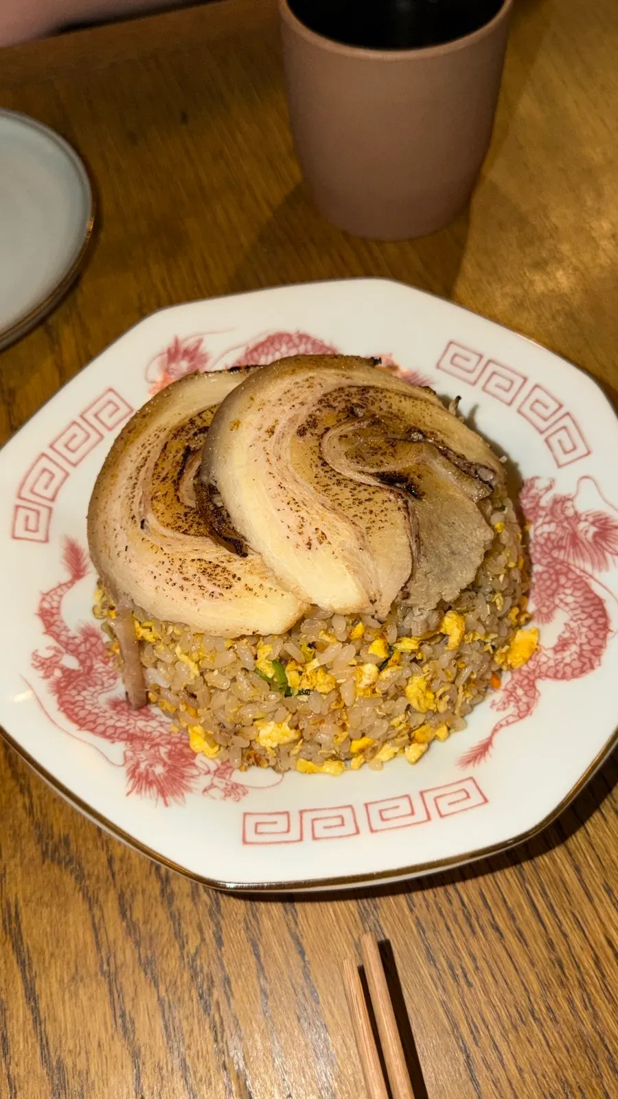 Char siu chahan fried rice topped with char siu