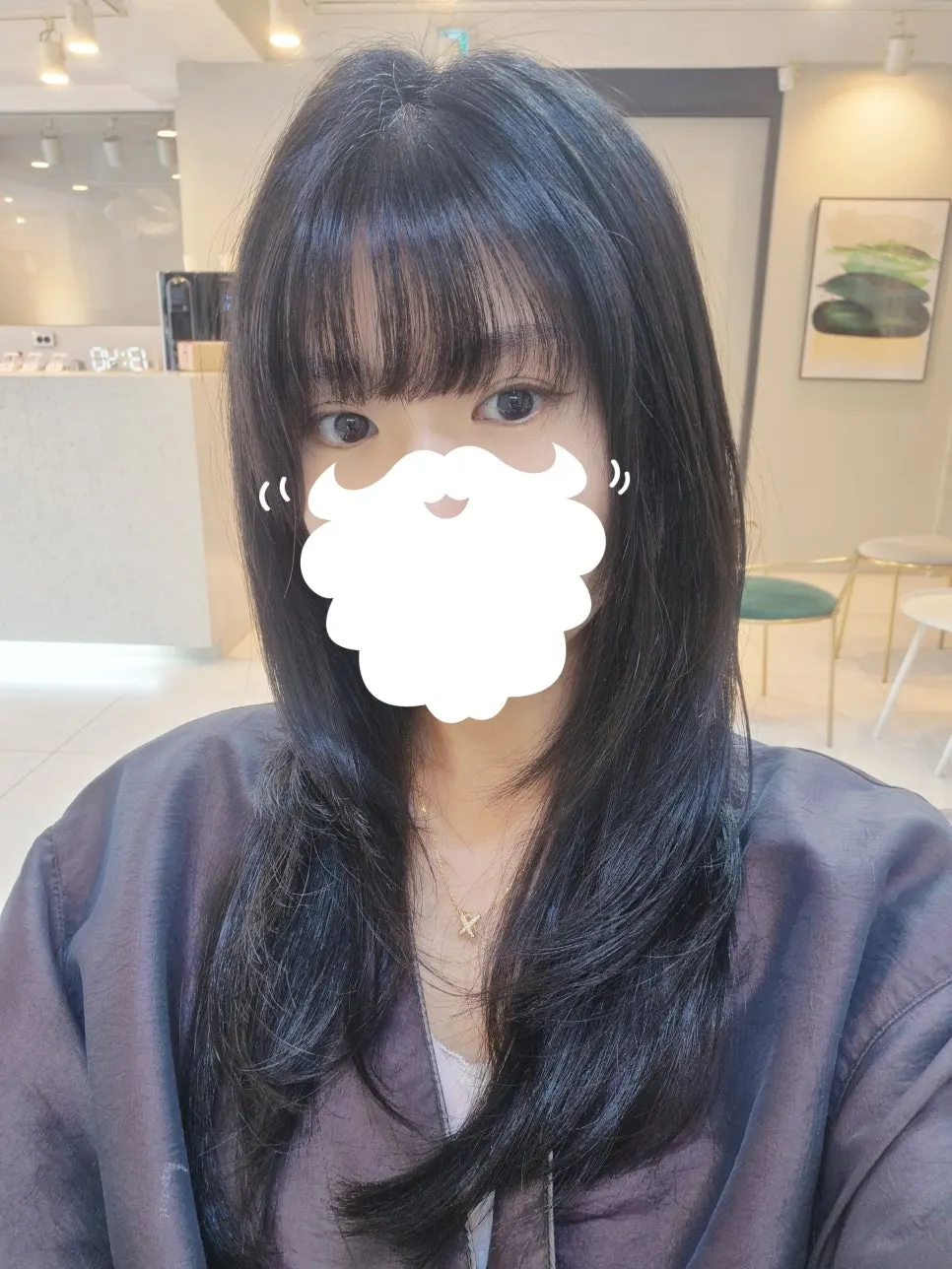 볼륨이 생긴 앞머리펌 완성 모습