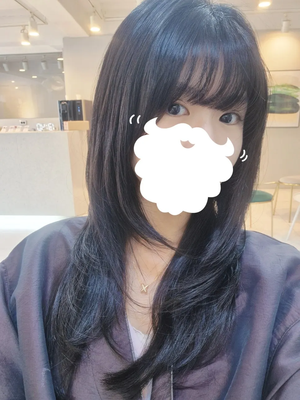 앞머리펌과 레이어드컷 완성 정면