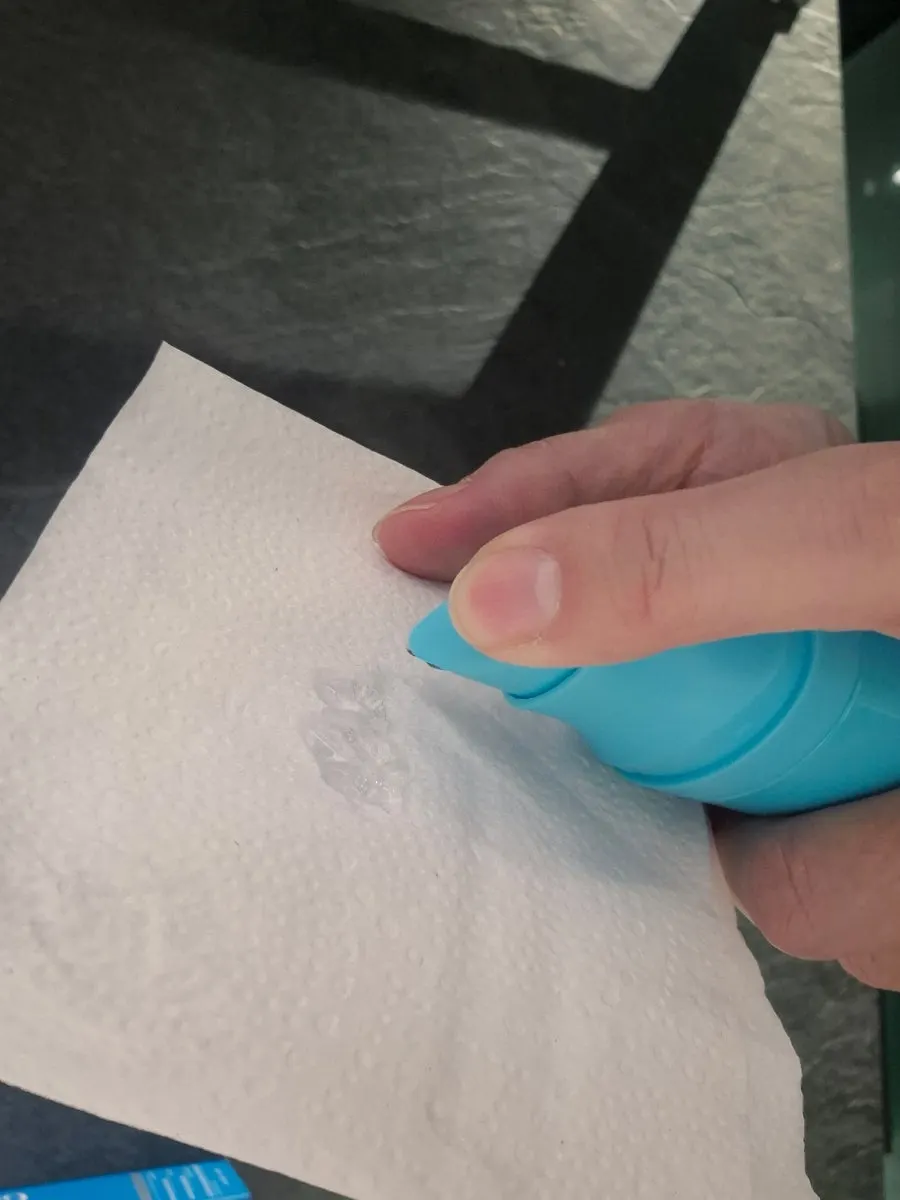 Water gel bidet product used with toilet paper