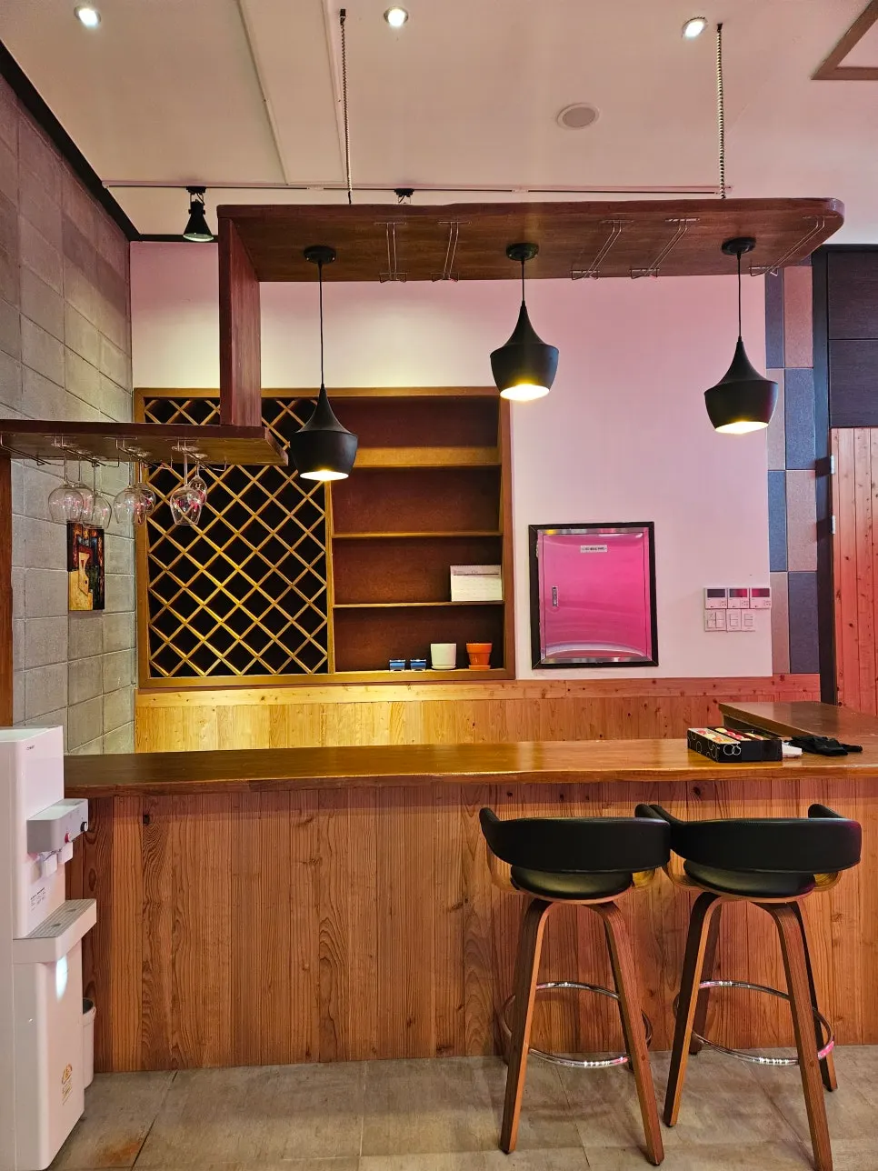 First-floor bar counter now used as a water dispenser space