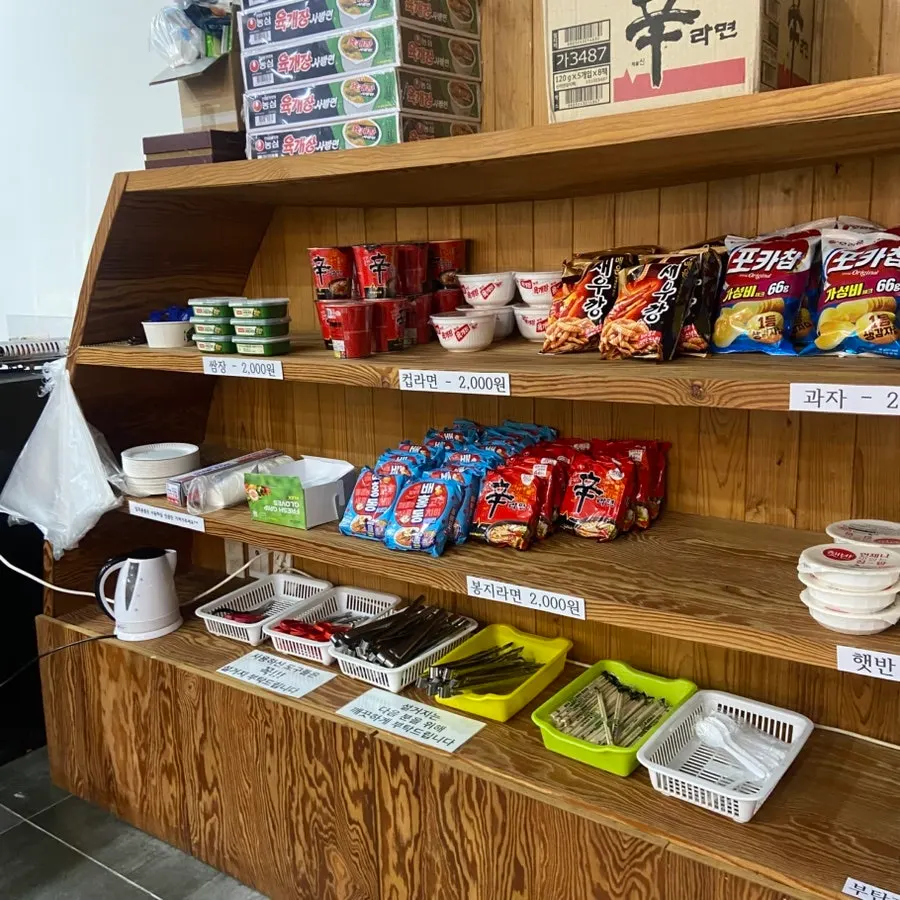 Hotel convenience store selling cup noodles and snacks