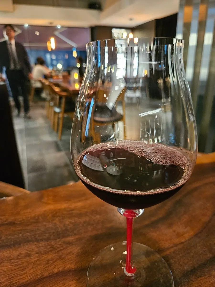 A glass of white wine at Luna Vine