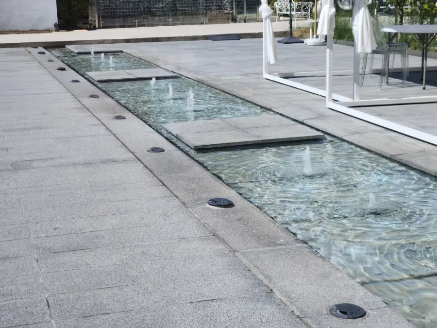 Mini fountain on the terrace floor