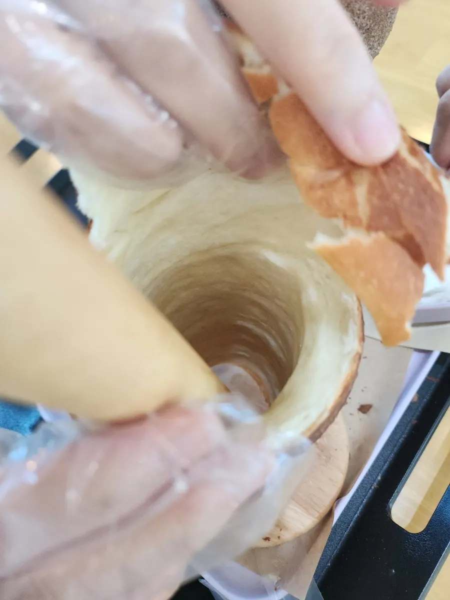 Cross-section of moist chimney bread