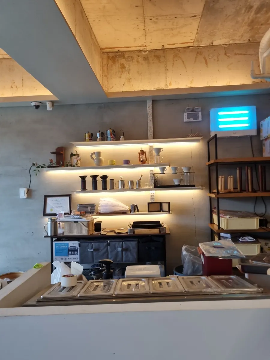 Café props displayed on the 1st floor