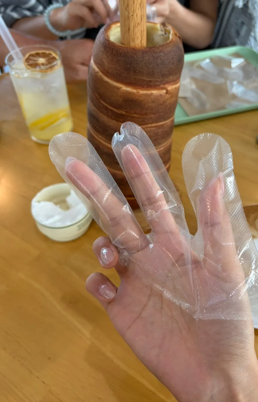 Warm chimney bread being eaten by hand
