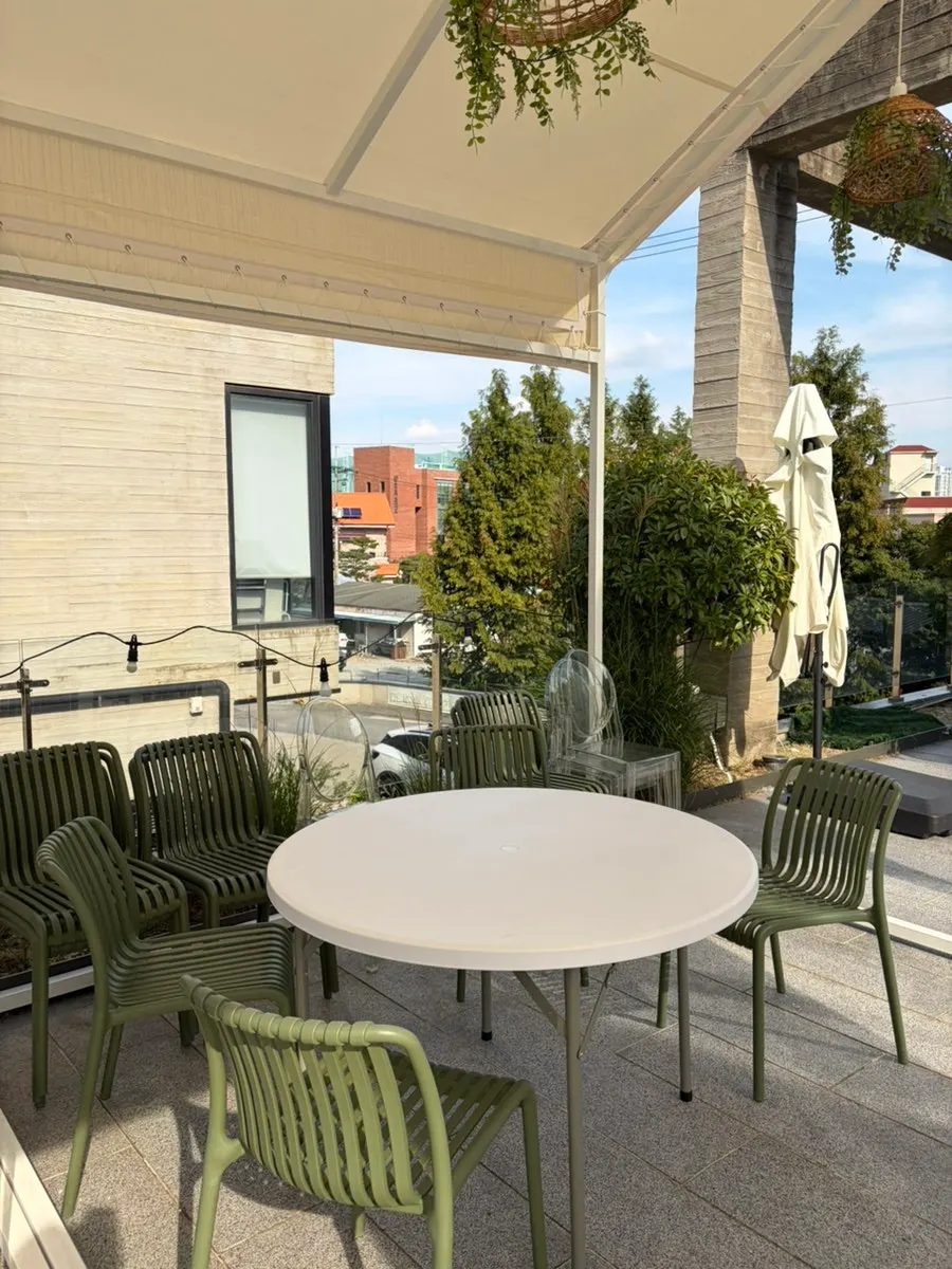 View of the outdoor terrace at the Sutonggol café