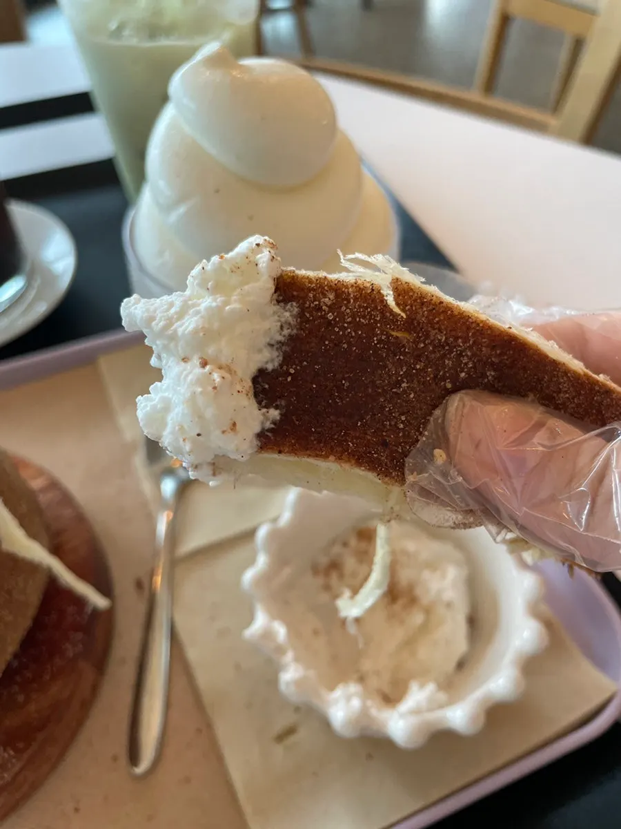Chimney bread topped with ice cream
