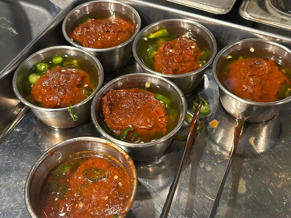Yeonggwang meljeot, house-made doenjang and cabbage sauce