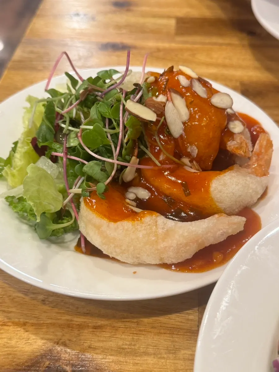 Plate of Macheonchwi's chili prawns