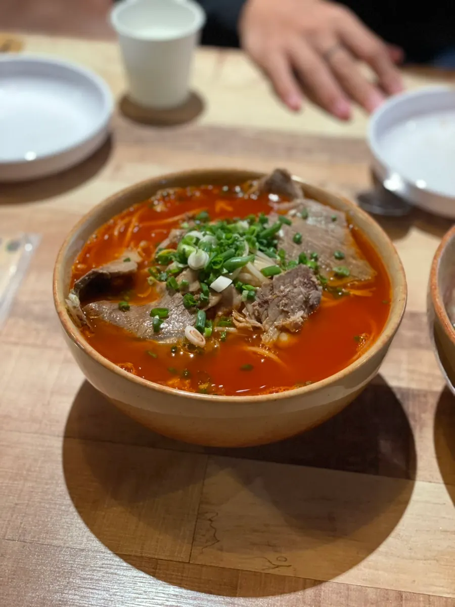 A bowl of Madam Hao's beef jjamppong pho