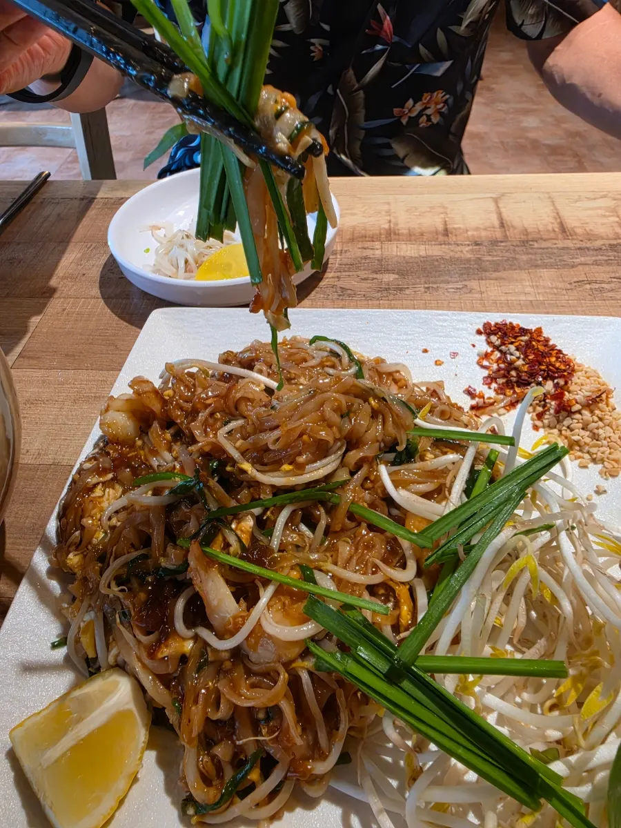 Generously portioned pad thai from Madam Hao