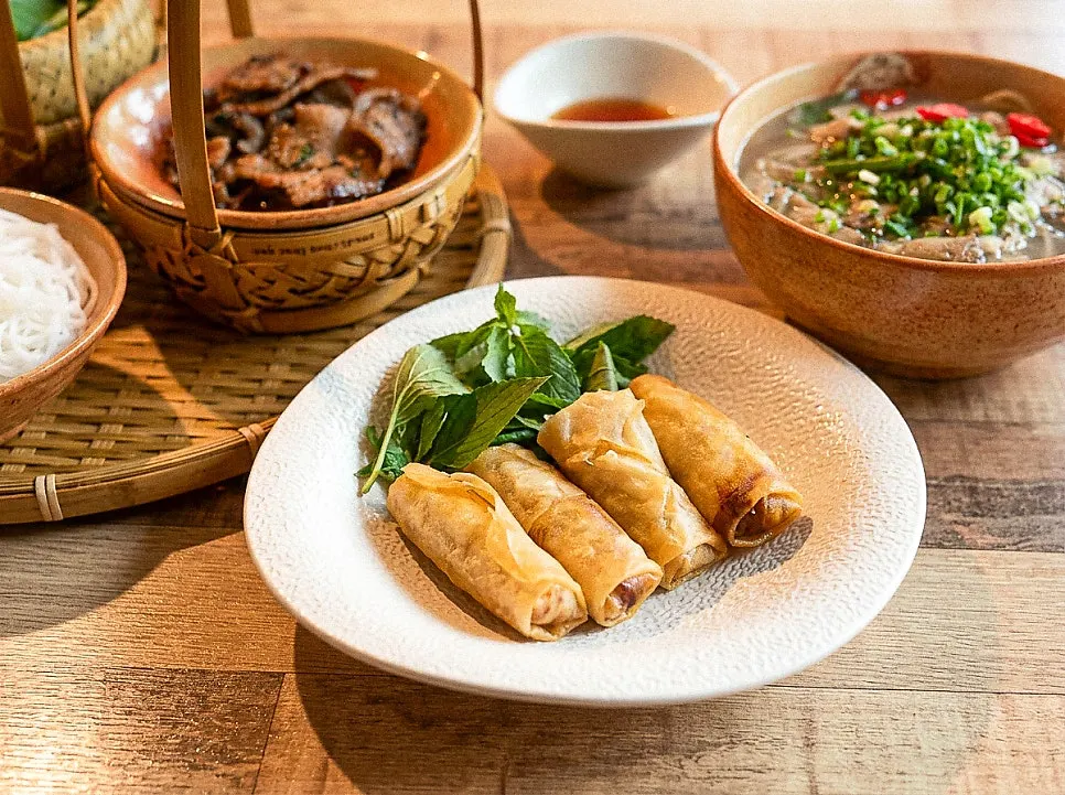 Plate of crispy fried cha gio