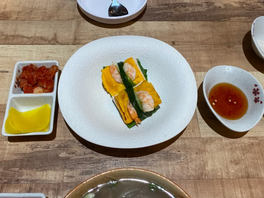 The full spread of dishes ordered at Madam Hao