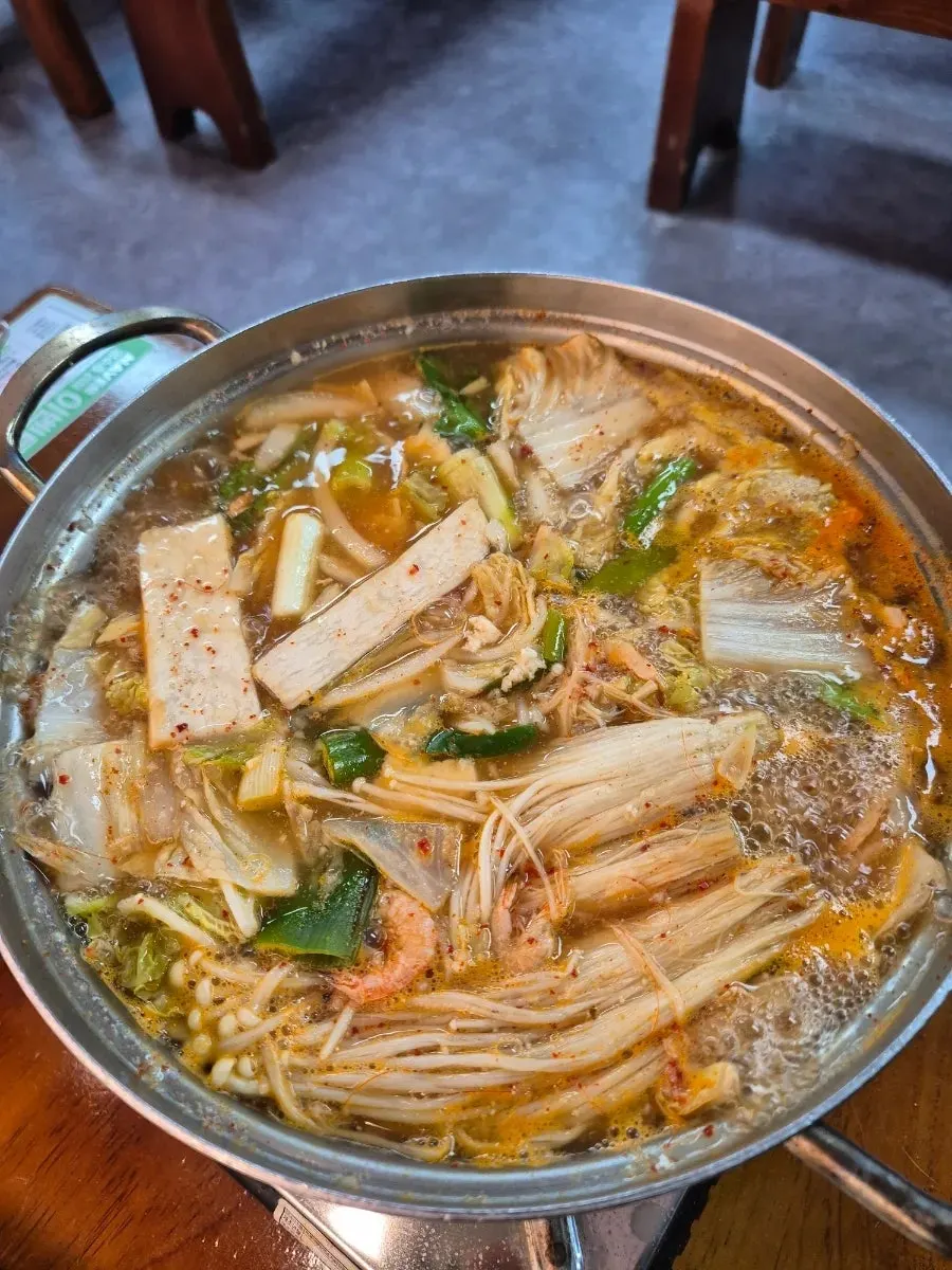 Tofu hot pot broth simmering