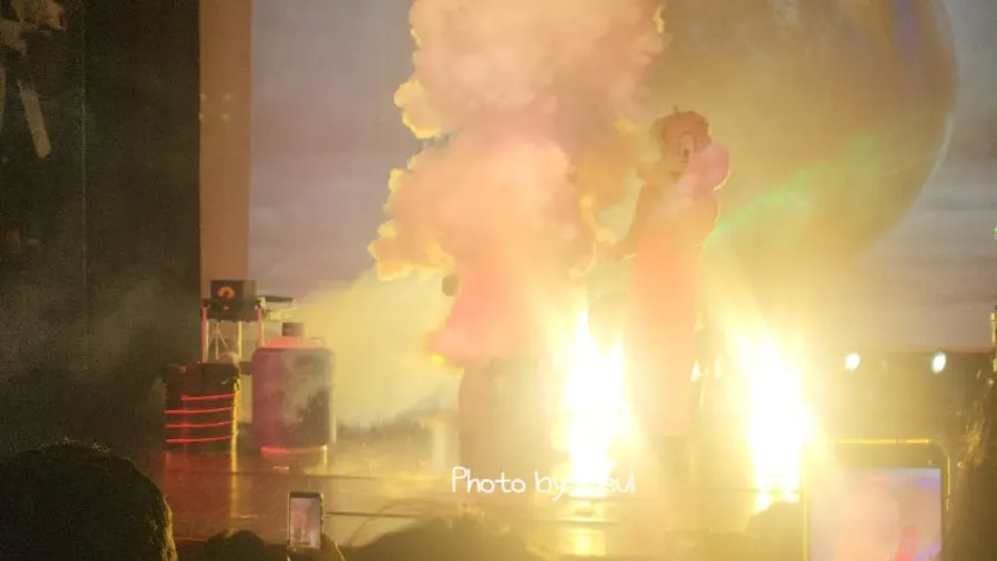 Stage during the later part of the show with focused kids