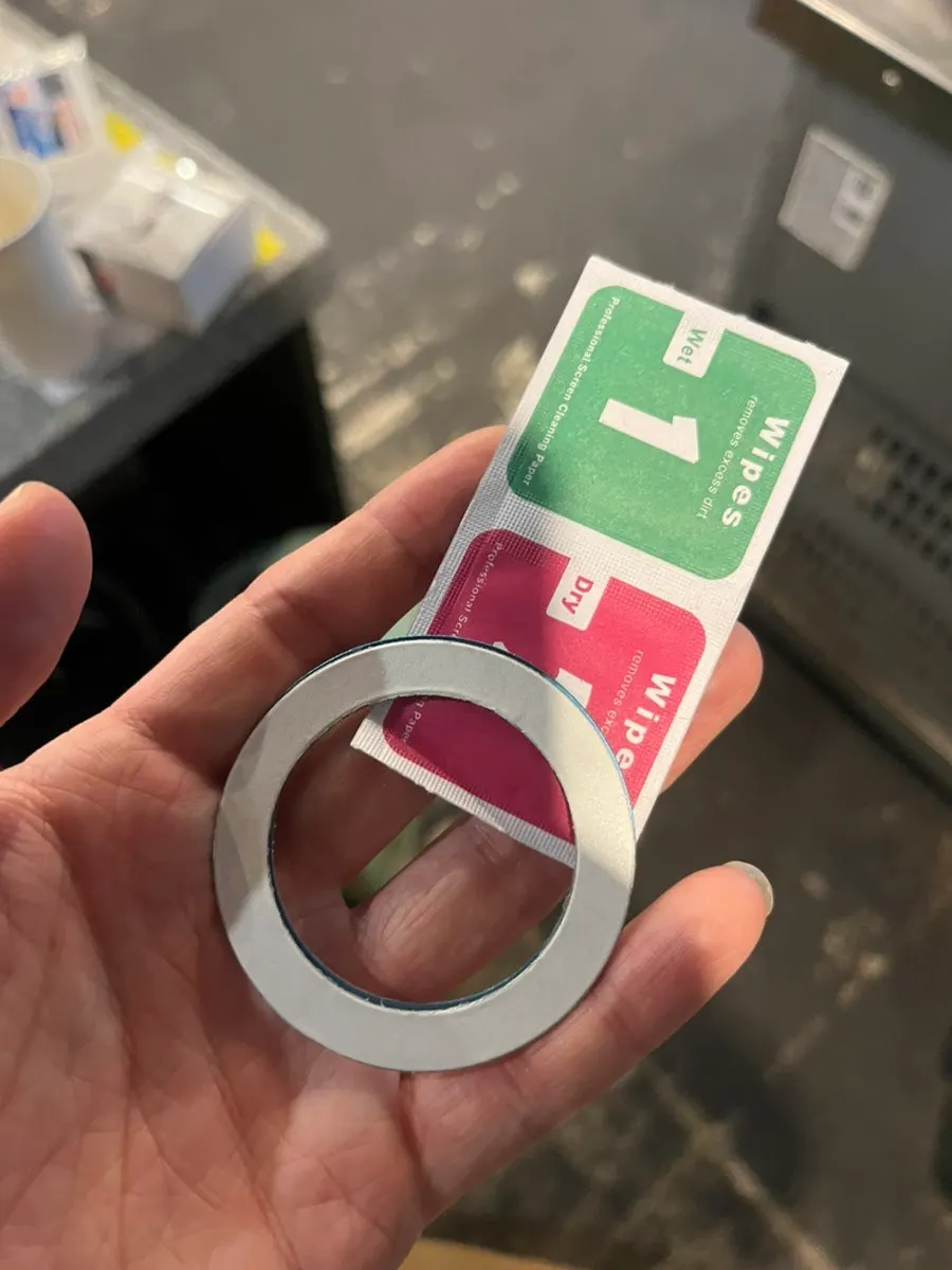 Removing the film from the mount base