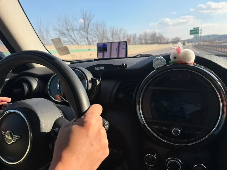 Car phone mount installed on a windshield
