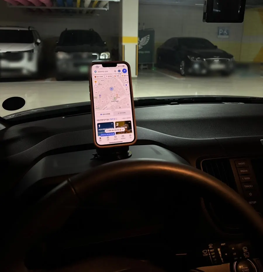 Mount above the steering wheel in a tiny car
