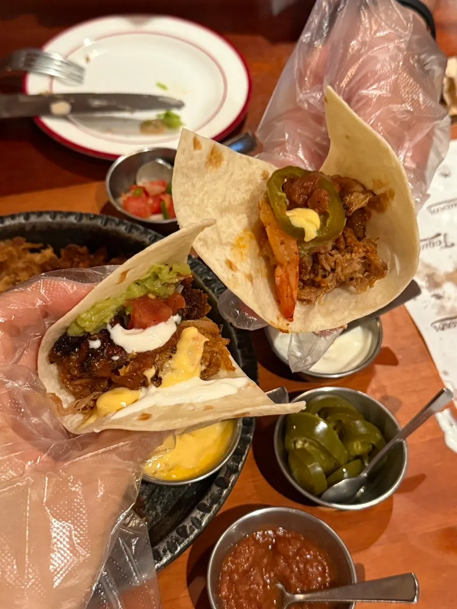 A variety of sauces for fajitas