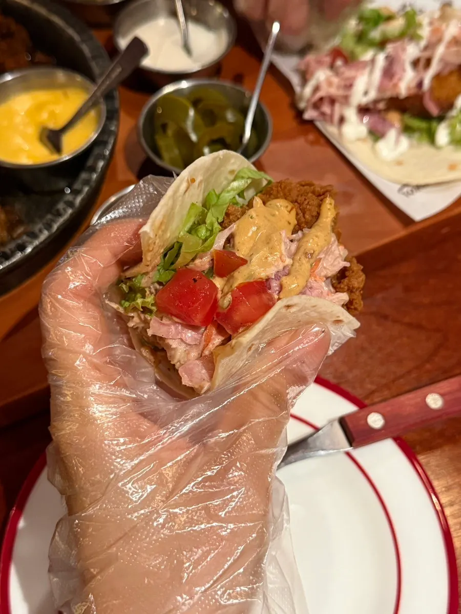 Generously filled taco
