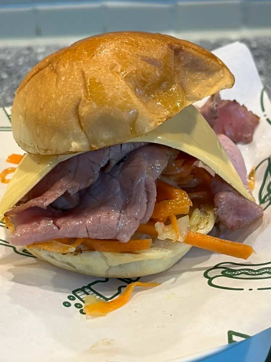Cross-section of the bite-sized handmade burger