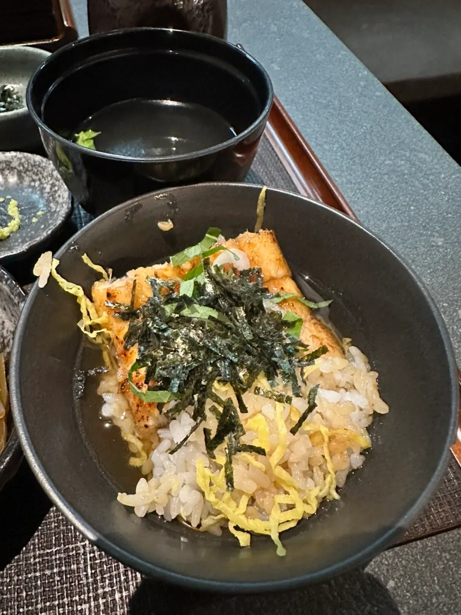 Eel tail and mentaiko served with the meal