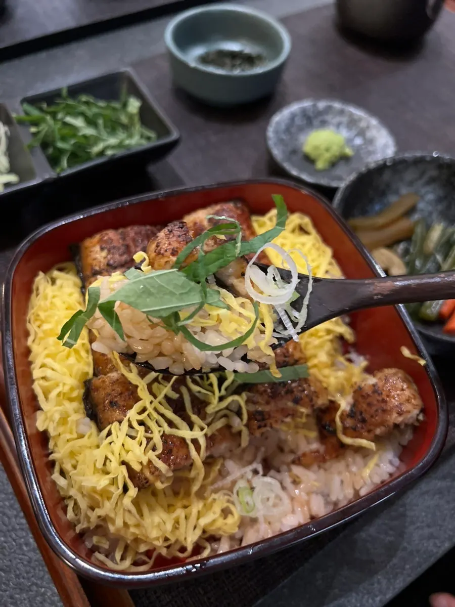 타래소스를 바른 장어덮밥 클로즈업