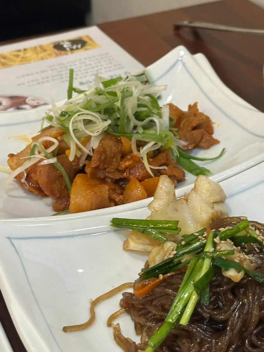 Korean meal with beef seaweed soup